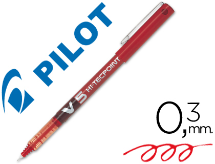 Bolígrafo roller Pilot V-5 punta aguja tinta roja 0,5 mm.